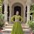 parrot green art silk printed ghagra choli