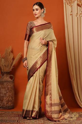 Solid woven design mysore silk saree