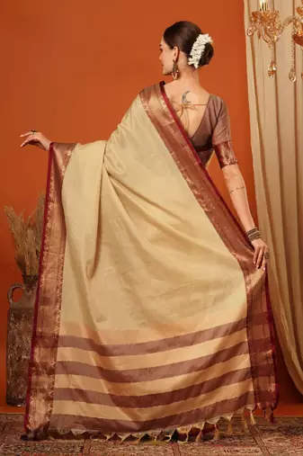 Solid woven design mysore silk saree