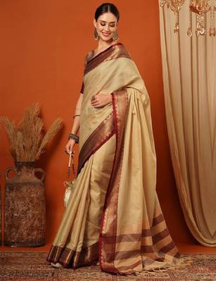 Solid woven design mysore silk saree 3