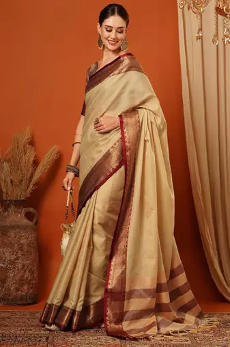 Solid woven design mysore silk saree