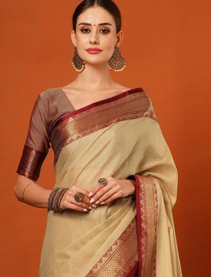 Solid woven design mysore silk saree 4