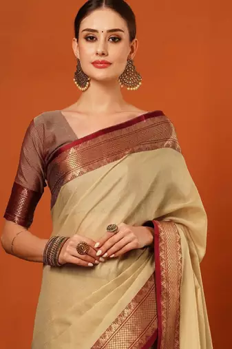 Solid woven design mysore silk saree