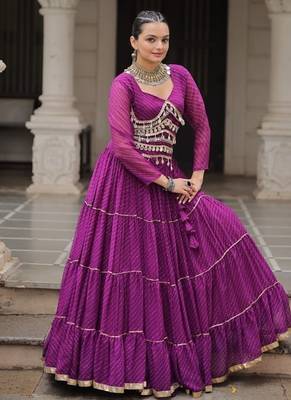 purple art silk printed ghagra choli 1