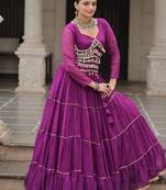 purple art silk printed ghagra choli