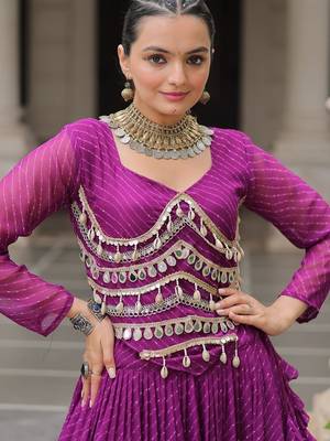 purple art silk printed ghagra choli 3