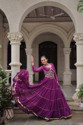purple art silk printed ghagra choli 4