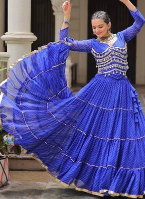 royal blue art silk printed ghagra choli 2