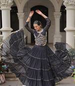 black art silk printed ghagra choli