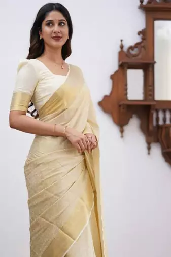 cream sanwariya ethnic motif woven zari silk kanjeevaram saree