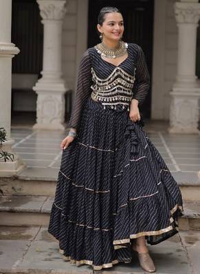 black art silk printed ghagra choli 3