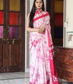 Tie and dye pure cotton block print saree