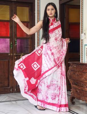 Tie and dye pure cotton block print saree 2