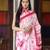 Tie and dye pure cotton block print saree