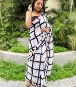 Checked pure cotton handloom bagru saree