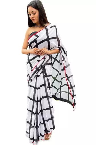 Checked pure cotton handloom bagru saree