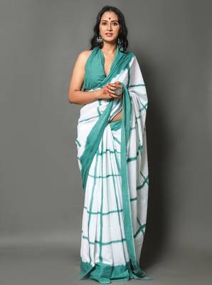 Checked pure cotton bandhani saree 1