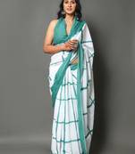 Checked pure cotton bandhani saree