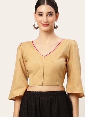 Green cotton sanganeri printed non padded blouse 4