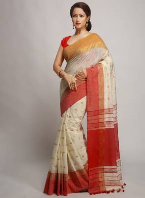 Ethnic motif woven design zari saree 1