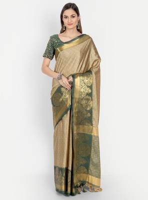 Ethnic motif woven design zari dharmavaram saree 1