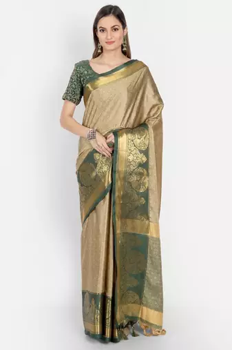 Ethnic motif woven design zari dharmavaram saree