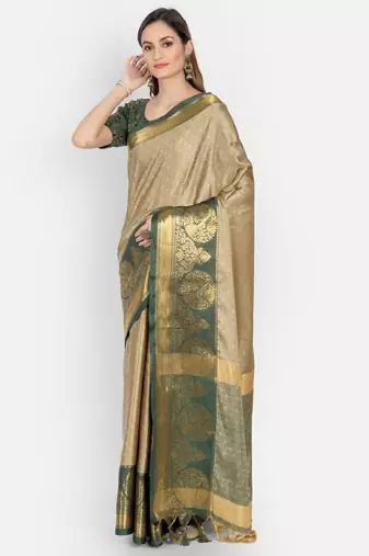 Ethnic motif woven design zari dharmavaram saree