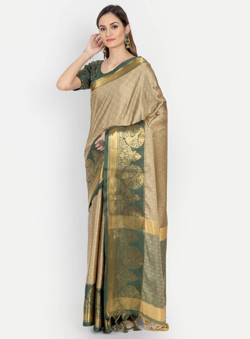 Ethnic motif woven design zari dharmavaram saree