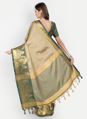 Ethnic motif woven design zari dharmavaram saree 3