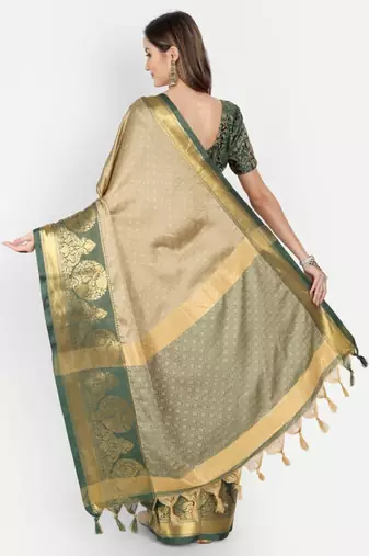 Ethnic motif woven design zari dharmavaram saree