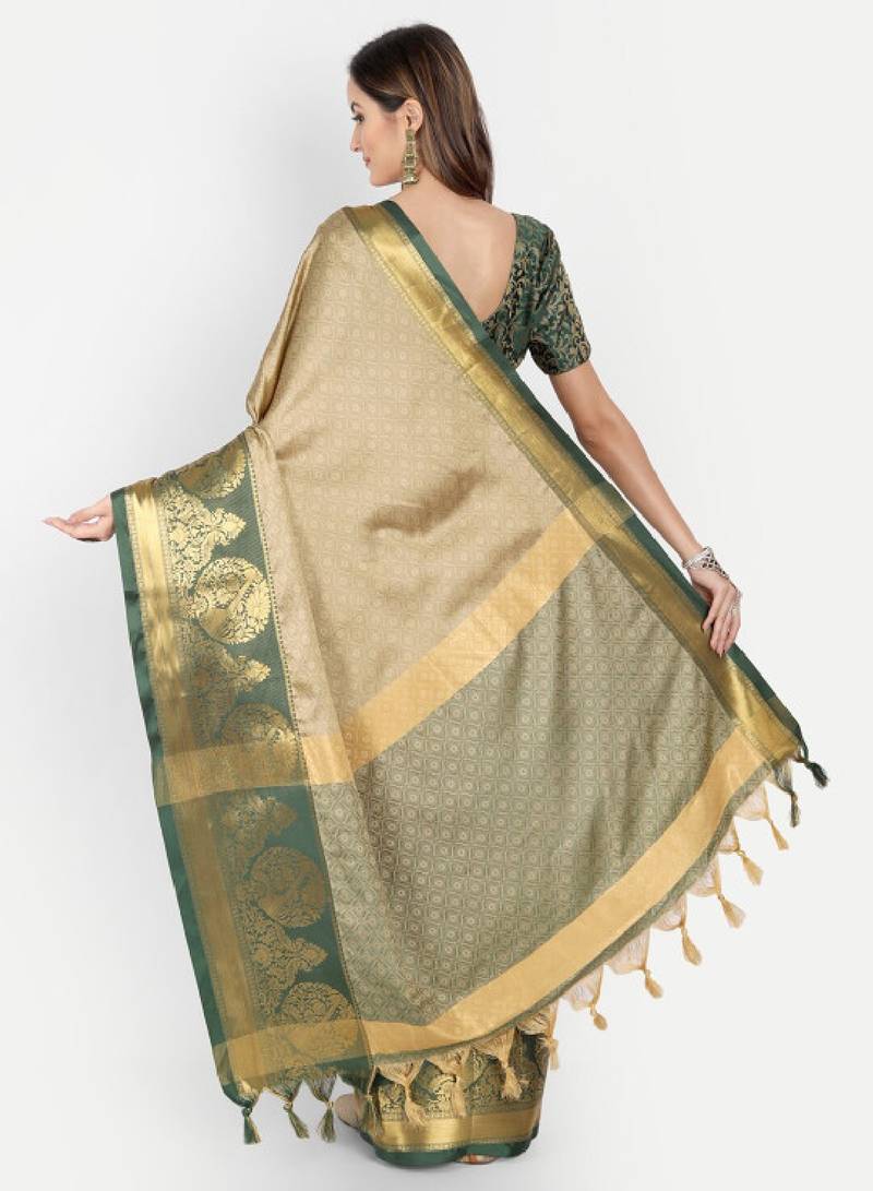 Ethnic motif woven design zari dharmavaram saree