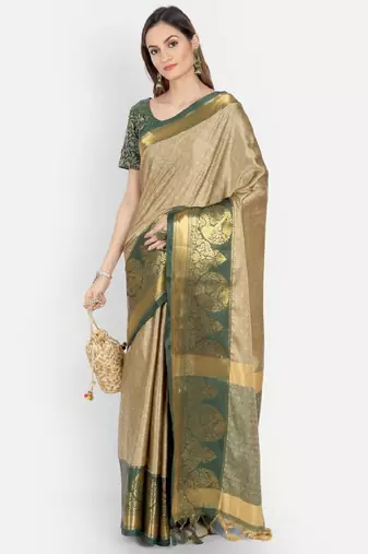 Ethnic motif woven design zari dharmavaram saree