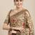 Beige & olive green floral embroidered silk blend saree