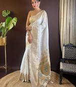 Ethnic motifs woven design embroidered paithani saree