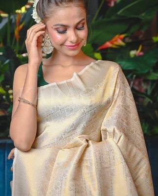 Ethnic motifs zari art silk kanjeevaram saree 3