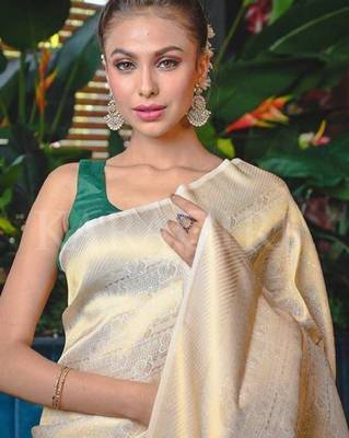 Ethnic motifs zari art silk kanjeevaram saree 4