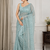 Sky Blue Color Beads Work Net Saree