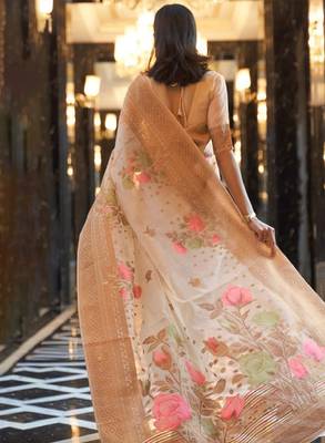 Floral woven design zari kanjeevaram saree 2