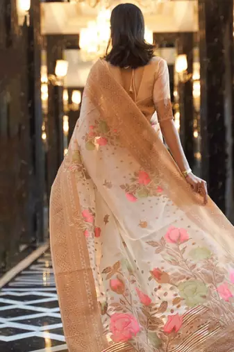Floral woven design zari kanjeevaram saree