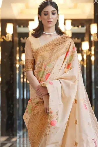 Floral woven design zari kanjeevaram saree
