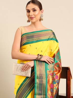 Ethnic motifs zari paithani saree 1
