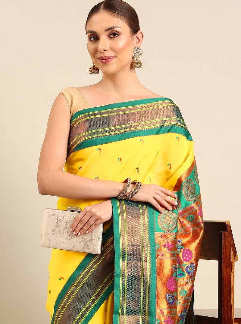 Ethnic motifs zari paithani saree
