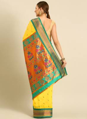 Ethnic motifs zari paithani saree 3
