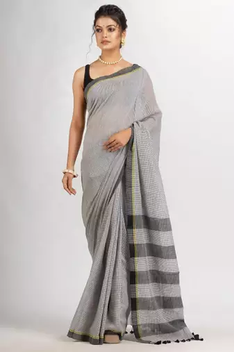 Checked pure cotton saree