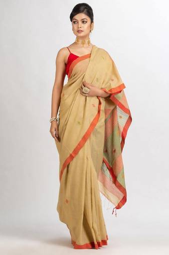 Ethnic motif woven design pure cotton jamdani saree