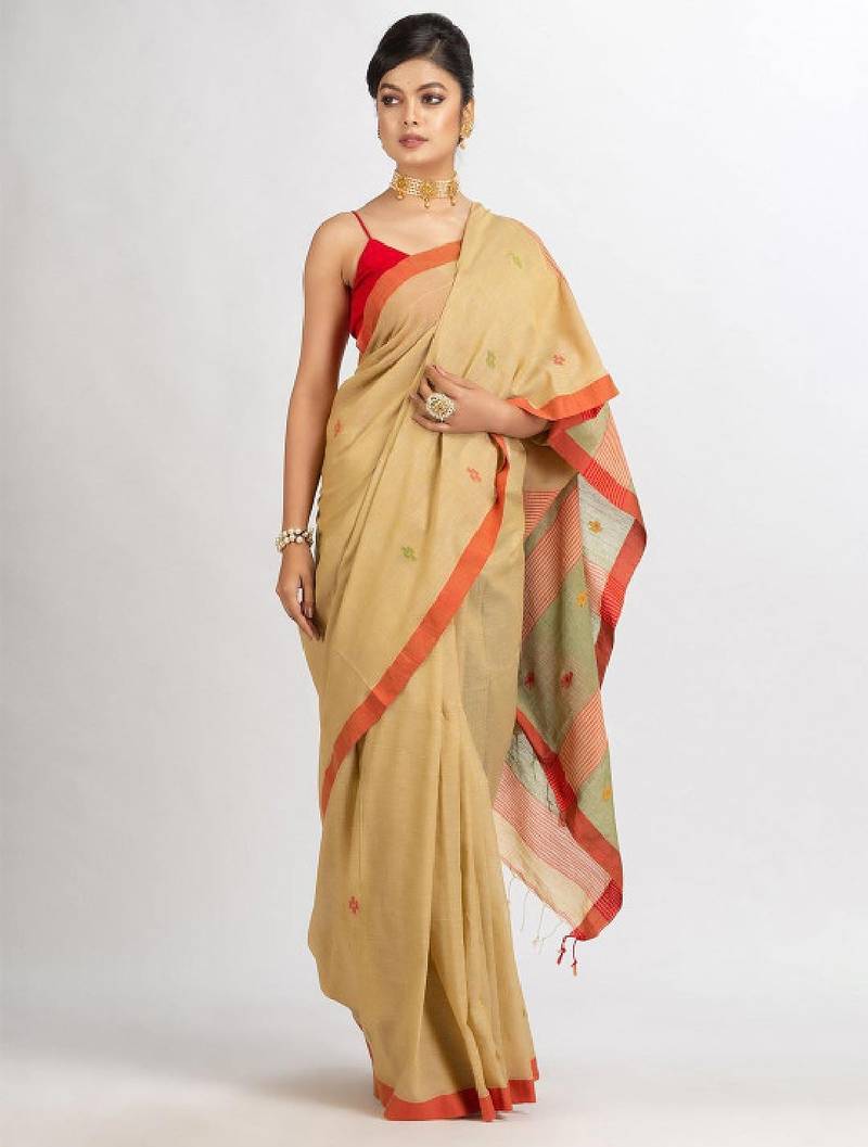 Ethnic motif woven design pure cotton jamdani saree