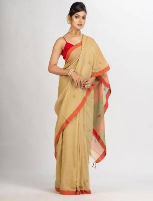 Ethnic motif woven design pure cotton jamdani saree 2