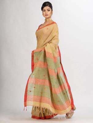 Ethnic motif woven design pure cotton jamdani saree 3