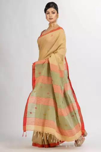 Ethnic motif woven design pure cotton jamdani saree