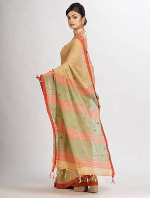 Ethnic motif woven design pure cotton jamdani saree 4